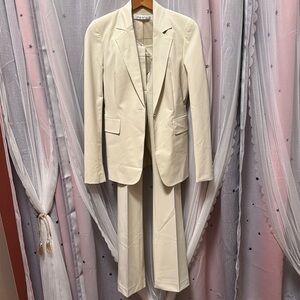 Tahari Elegant Cream Blazer and Pants Set